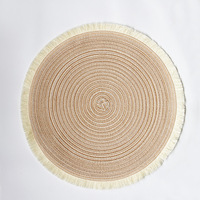 Sous-verre rond en fil de coton tissé à la main, résistant à la chaleur, set de table décoratif pour table à manger, fête, utilisation en extérieur