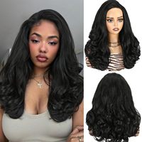 Meilleure vente : Demi-perruque 3-en-1 à ondulations lâches de 18 pouces, texture Yaki volumineuse, avec bandeau, en fibre haute température, extensions de cheveux sans couture