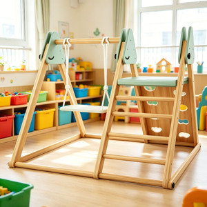 Estructura de juego de madera para niños, gimnasio de escalada de madera para interiores, parque infantil de madera - Product Image 4