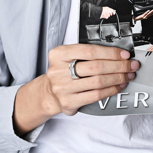 yunnique popular minimalist hip-hop style diamond-encrusted cross titanium steel ring, a unique, light luxury, and - Product Image 2