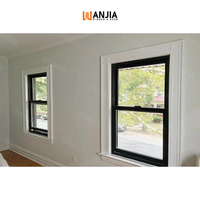 Ventana Corredera Vertical de Aluminio con Marco Negro y Doble Acristalamiento con Rejilla