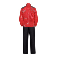 Costume de scène pour homme avec paillettes, vêtements de danse MJ, couleurs rouges brillantes, veste et pantalon vintage Michael Jackson, costume de cosplay