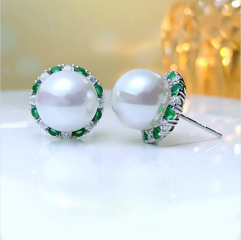 Modische und luxuriöse 925 Silber-Eingebissene hochwertige Diamanten mit Vintage-Persönlichkeit und hochwertigen Perlen-Fritillaria-Ohrringe
