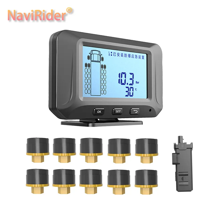 10 Wheel Rs232 Truck Tpms Factory Wireless Tire Pressure Monitoring System For 10 Tires
