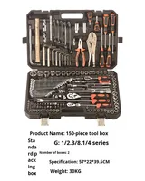 Coffret d'outils de réparation automobile et moto robuste de 150 pièces avec clés à douille et tubes, garantie 1 an, personnalisable OEM