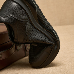 Men Genuine Leather Summer Casual Shoes Perforated Breathable Outdoor Walking Shoes <b>EVA</b> Midsole Rubber Outsole - Product Image 3