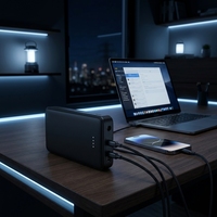 Batterie externe ultra-mince haute capacité 10000 mAh avec fonction de temporisation de mise hors tension (UPS) et charge rapide 18W