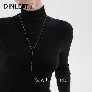 สร้อยคอ Dinle Sweater Chain ดีไซน์พู่ห้อยโลหะผสมสังกะสี สไตล์หรูหราเบาๆ สำหรับแฟชั่นฤดูใบไม้ร่วงและฤดูหนาว - Product Image 3