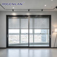 Portes patio coulissantes en aluminium Rogenilan personnalisées CE, avec moustiquaire, empilables, anti-ouragan, double vitrage trempé