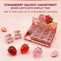 Jouet Squishy Fraise Rempli de Vaseline, Peau Extérieure en TPR, Jouet Anti-Stress à Presser, Simulation Fruit, Sensible, Sans Rebond