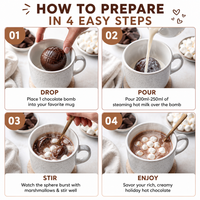 Boomblizo 15 bombes au chocolat chaud fourrées à la guimauve, assortiment menthe poivrée et caramel, sphères de cacao fondantes, coffret cadeau de fêtes