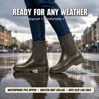 Bottes de pluie courtes Chelsea pour femmes, usage quotidien en extérieur, imperméables en PVC, bottines antidérapantes à semelle crantée, faciles à enfiler, design couleur personnalisé