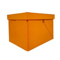 Luxe Orange Gris Rectangle PU Cuir Bureau Poitrine Armoire Armoire Vêtements Jouet Pliable Organisateur Boîte De Rangement Bin