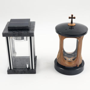 אבן טבע גרניט אבן טבע מעורב סגסוגת אלומיניום מעורבת עם אור מנורה סולארית עבור בית הקברות אור זיכרון קבר - Product Image 2