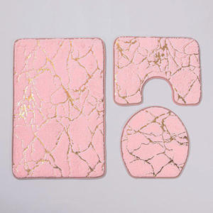 מסגרת חדר אמבטיה חוצה גבולות רצפה מחצלת טואלט שלוש חתיכה סט חם הטבעה pv קטיפה שטיח סט סט סט שיער ארוך - Product Image 3