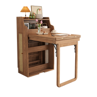 Mesa Plegable de Madera Maciza, Mesa de Comedor Telescópica Pequeña para el Hogar, Mueble Lateral de Almacenamiento Moderno, Mesa de Comedor Multifuncional