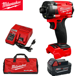 Ensemble complet de tournevis Milwaukee M18 FUEL avec batterie <span class=keywords><strong>5Ah</strong></span>, chargeur, kit d'outils, tournevis à percussion haute vitesse - Product Image 1