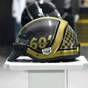 Leggero in fibra di carbonio Scooter Moto mezza faccia casco Vintage mezza Moto casco interno visiera