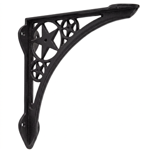 Support mural en fonte noire pour étagère, support d'angle en métal à motif étoile, support de rangement suspendu pour cuisine et salon - Product Image 1