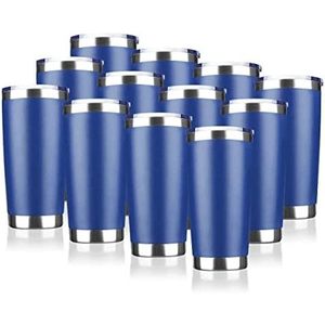 Travel Coffee Tumbler 20 Oz <b>Stainless</b> <b>Steel</b> Insulated Mug With Lid Portable Outdoor Use Navy Blue - Product Image 1