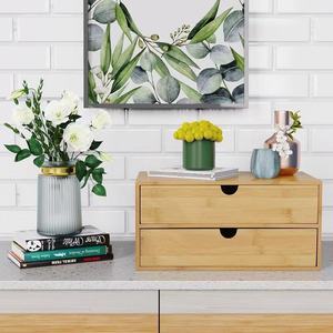 Bamboo Desktop <b>Drawer</b> Storage Box 18L With <b>Drawers</b> For <b>Makeup</b> Desk Tabletop Organization Multi Layer Shelf Wood - Product Image 3