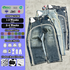 <span class=keywords><strong>Pantalon</strong></span> en jean YSJY OEM personnalisé de haute qualité, coupe ample décontractée, style vintage, effet usé, pour <span class=keywords><strong>homme</strong></span>, jambe droite - Product Image 1