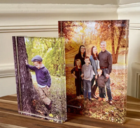 Bloc photo personnalisé en acrylique transparent écologique avec motif floral, impression UV personnalisée, cadre photo familial sans cadre pour bureau