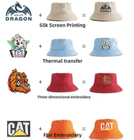 Chapeau Bob de Pêcheur Personnalisé de Haute Qualité avec Broderie et Impression, Couleur Unie, pour Adulte
