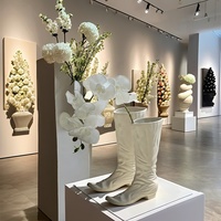 Noël Une paire de bottes blanches en céramique créative vase à la mode ornements décoration de la maison cadeaux de vacances