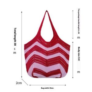 Bolso de Ganchillo de Gran Capacidad para Mujer, Estilo Vintage, con Cadena, Cierre Único, Impermeable, Otoño, Diseño de Letras y Conchas - Product Image 2