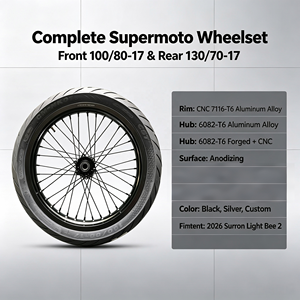 Ensemble de roues de <span class=keywords><strong>moto</strong></span> Surron Light Bee 2 de 17 pouces, roues de supermotard, jantes en alliage CNC, pneus slick CST, couleurs personnalisées - Product Image 3
