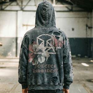 เสื้อฮู้ดดี้ผ้าฝ้ายเฟรนช์เทอร์รี่ 100% สำหรับฤดูหนาว แบบยูนิเซ็กซ์ ขายดี ปักลายฉลุแบบริปปิ้งด้วยลายวิลโลว์เนล รับผลิตแบบ ODM - Product Image 2