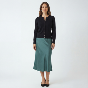 Cárdigan de Punto Fino Elegante para <span class=keywords><strong>Mujer</strong></span>, OEM ODM, con Botones de Perla, Cuello Redondo, Manga Larga, Estilo Casual - Product Image 1