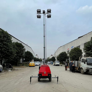 9M/7M générateur diesel 4x400W tours d'éclairage Mobiles <span class=keywords><strong>tour</strong></span> d'éclairage à mât télescopique extérieur Portable <span class=keywords><strong>tour</strong></span> d'exploitation minière lumière - Product Image 1