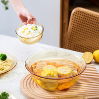 Bol à salade en verre borosilicate ambré résistant à la chaleur, compatible micro-ondes pour la cuisson, la cuisson à la vapeur, la préparation des œufs et des aliments, vente en gros