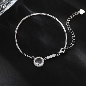 Pulsera de eslabones de burbuja de estrella elegante de plata 925, cadena fina y joyería de eslabones - Product Image 3