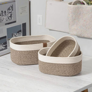 Skymove keranjang penyimpanan anyaman kustom baru keranjang penyimpanan rak ruang pengatur tali katun bulat untuk mengatur tempat penyimpanan - Product Image 4