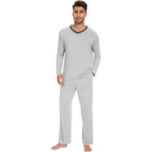 Conjunto de Pijama de Viscosa de Bambú para Hombre al por Mayor, Camiseta de Manga Larga y Pantalones, Ropa de Dormir Cómoda y Ligera, Tallas S-XXL - Product Image 3