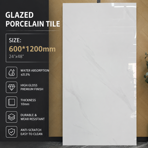 Carrelage en porcelaine Foshan 600x1200mm, blanc super moderne, corps pleine masse, finition ultra brillante, surface ultra plate, double absorption zéro, pour villas et espaces commerciaux - Product Image 6