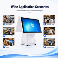 Terminal Punto de Venta de Pantalla Dual de 15.6 Pulgadas con Pantalla para el Cliente e Impresora Integrada para Comercio Minorista, Restaurantes, Supermercados y Mostradores de Caja