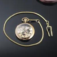 Montres de poche mécaniques steampunk vintage unisexes en or et argent, avec chaîne de collier pendentif, cadeau pour femmes et hommes