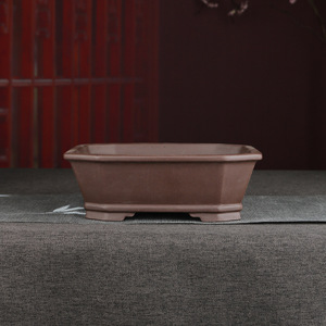 Pot à bonsaï d'intérieur classique en argile violette Yixing fait main avec motif sculpté à la main, écologique, durable, léger, avec trou de drainage - Product Image 1