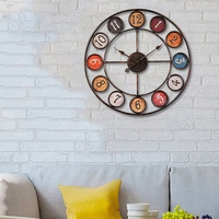 Jam Dinding Logam Klasik untuk Dekorasi Rumah dengan Angka Multi-Warna, Seni Gantung Dekoratif, Montre Murale, Jam Dinding