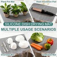 Tapis de séchage de vaisselle en silicone SCYFREID 23x17, qualité alimentaire, résistant à la chaleur, facile à nettoyer, antidérapant, avec drain intégré, multifonctionnel