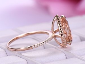 Anello di Fidanzamento Classico con Grande Goccia d'Acqua, Gioiello di Lusso Placcato in Oro Rosa per Donne - Product Image 4
