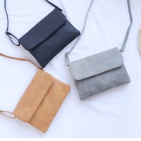 Sac à bandoulière en cuir givré couleur unie pour femme, fermeture éclair, 18 cm, style japonais et coréen, mini sac