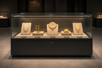 Vitrine de présentation de bijoux pour musée, table vitrine pour ornements en or, colliers, éclairage LED, capot en verre verrouillable