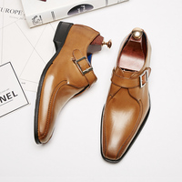 Dropshipping Chaussures habillées pour hommes de style britannique de luxe, chaussures Oxford en cuir, chaussures à boucle Monk pour hommes, grande taille, chaussures de bureau