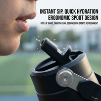Bouteille isotherme à large ouverture en acier inoxydable 304, vente en gros, logo personnalisé, revêtement en poudre, double paroi, gobelet de sport pour la salle de sport, poignée ergonomique