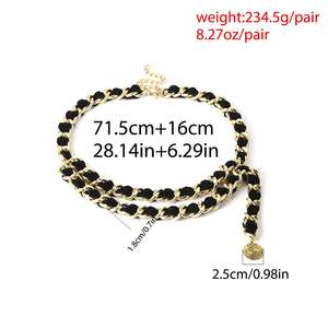 Kadınlar katmanlı vücut zinciri hamile bel destek bandı kolye altın siyah bel kemeri - Product Image 4